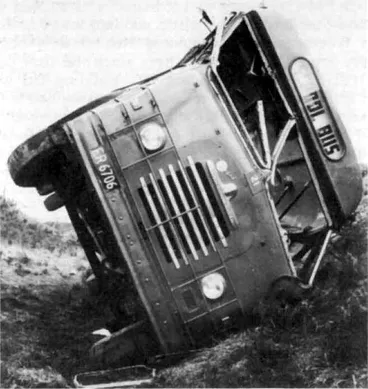 Image: Foxton school bus on its side, 1965