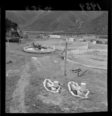 Image: Wainuiomata Sewerage Plant with filtration tanks, Lower Hutt District, Wellington Region