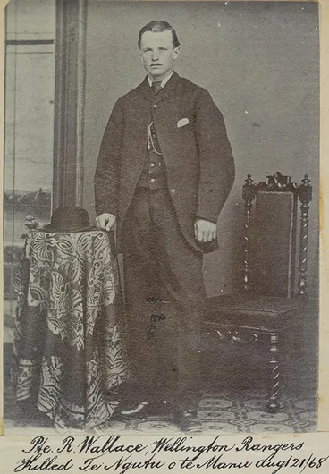 Image: "Pte. R. Wallace Wellington Rangers, Killed Te Ngutu o te Manu Aug 21/68"