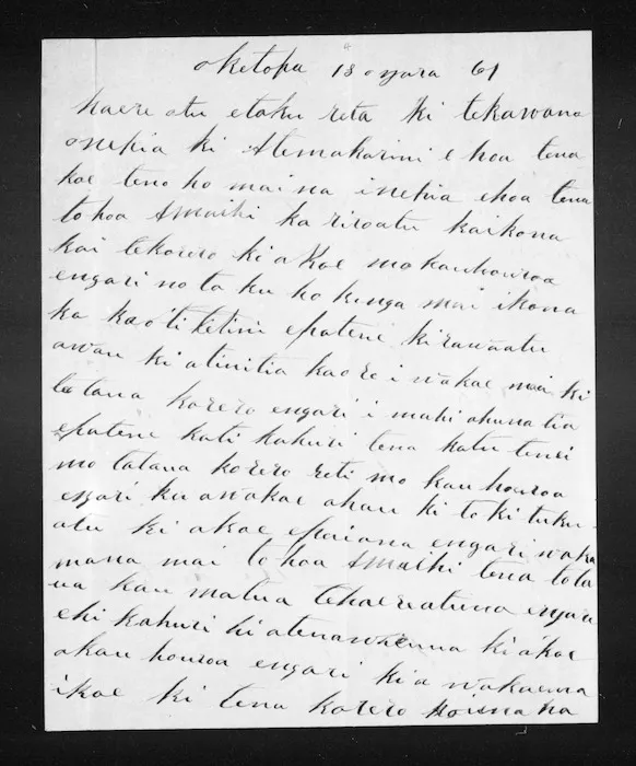 Letter from Apirana Te Whenuariri to Governor and McLean