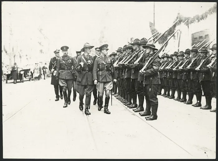 Prince of Wales reviewing guard of honour, Wellington