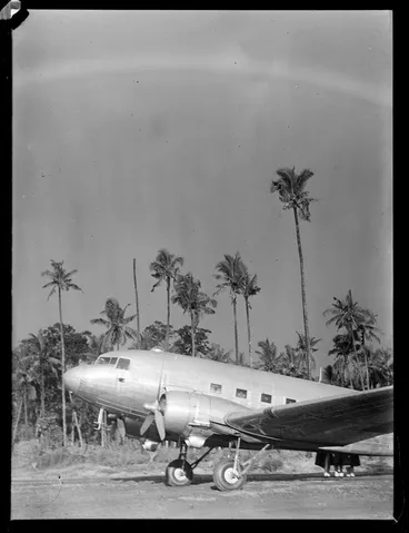 Image: Side view of a C47 transport plane, Faleolo Airport, Western Samoa
