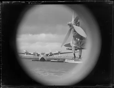 Image: Flying boat viewed through aircraft window