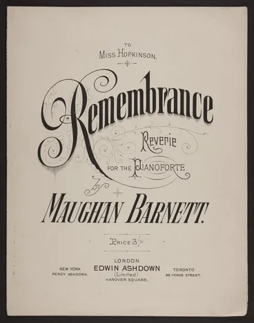 Image: Remembrance : reverie for the pianoforte / by Maughan Barnett.