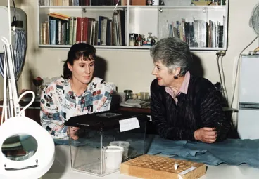 Image: Wallaceville Research Centre staff; Jo Wilson with Governor-General Dame Catherine Tizard.