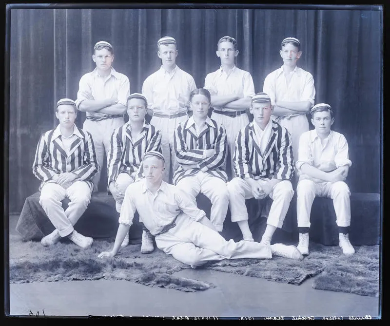 Glass Plate Negative: Christ's College Cricket Team, 1913