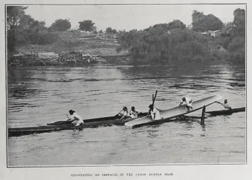 Image: NEGOTIATING AN OBSTACLE IN THE CANOE HURDLE RACE