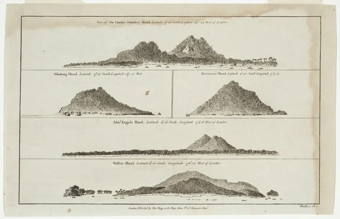 Wallis, Samuel, 1728-1795 :Veiw [sic] of Sir Charles Saunders Island ; Osnaburg Island ; Boscawens Island ; Adml. Keppels Island ; Wallis's Island / Walker sc. - London, Published by Alex.r Hogg at the Kings Arms No 16 Paternoster Row [1784?].