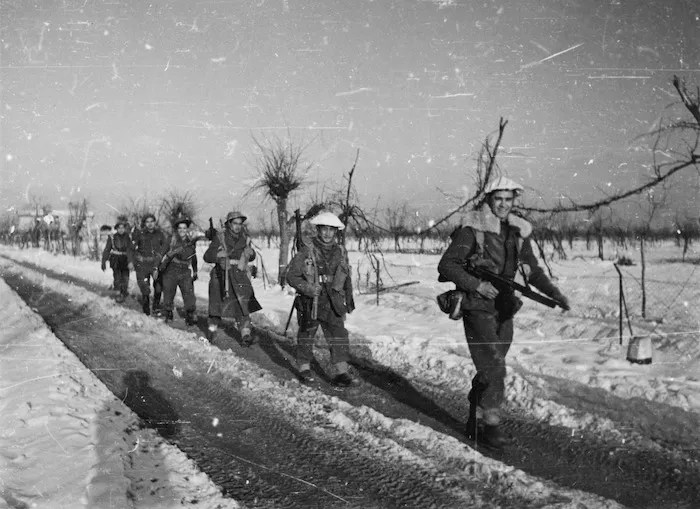 Members of Maori Battalion at Castel Bolognese, Italy - Photograph taken by George Kaye