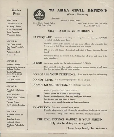 Image: Instruction card, Civil Defence, Area 28