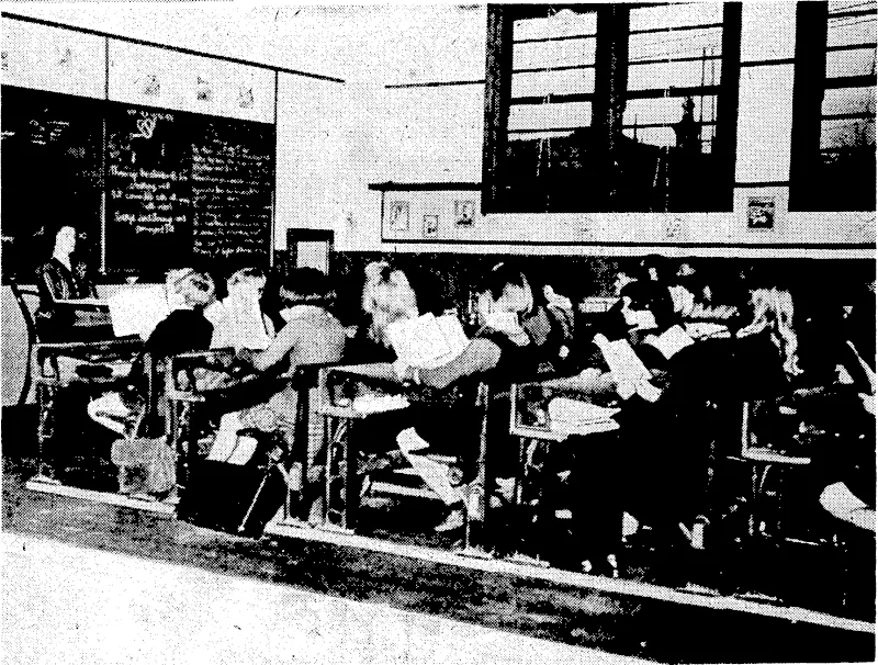 Evening Tost" Photo. One of the upstairs classrooms inthe new Newtown School, which was opened this afternoon by the Hon. P. Fraser, Minister of Education. The new school, though only officially "opened" today, has been in use for several weeks. It is a two-storeyed building to the south of the old, wooden school in Riddi^ ford Street, and is constructed on the most modern lines, with wide corridors which- make it possible to open the classrooms to sun and air. (Evening Post, 17 June 1939)