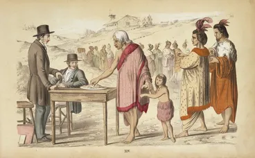 Image: Artist unknown :Missionary meeting. [1856].