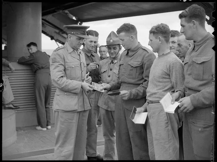 Pay day on troop transport