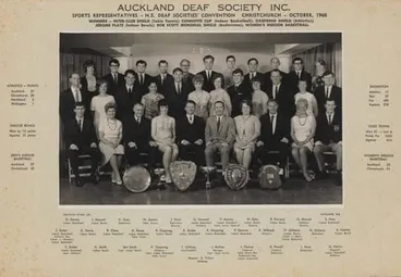 Image: Team Photo: Auckland Deaf Society Sports Representatives, N.Z. Deaf Societies Convention, 1968
