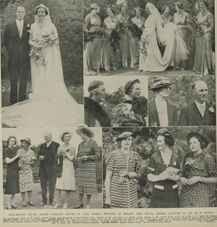 The wedding of Miss Sylvia Orbell to Mr. Martin Brian Savill in Timaru