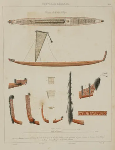 Image: Nouvelle Zélande. Pirogue de la baie Tolaga