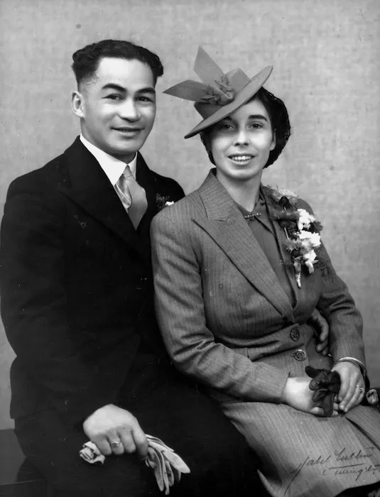 Wedding portrait of Rangi-Katu Rua Utiki and Riria Walker