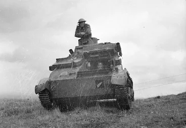 Image: World War II tank of the New Zealand Divisional Cavalry during Second Echelon manoeuvres in England