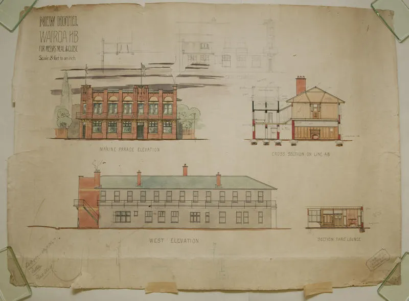 Architectural drawing, Clyde Hotel, Wairoa