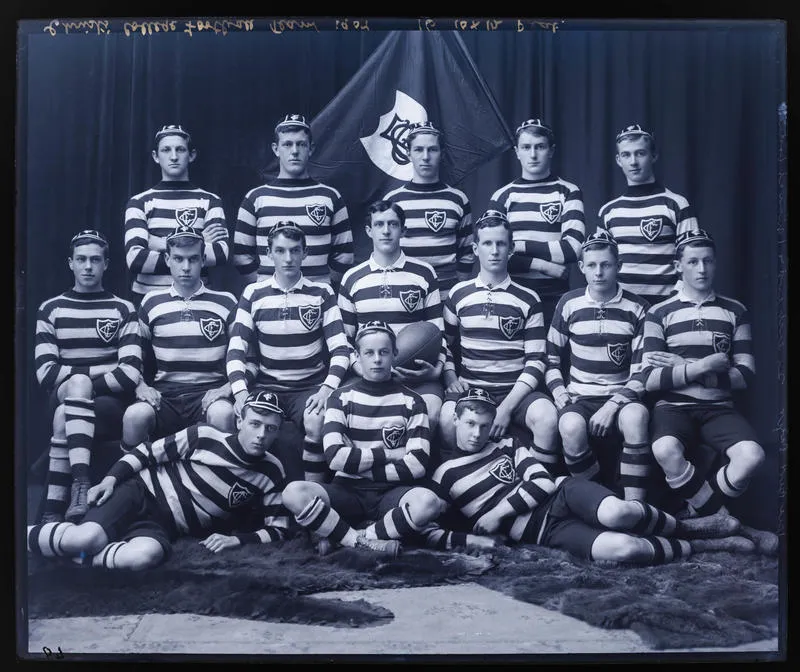 Glass Plate Negative: Christ's College, Football Team, 1907