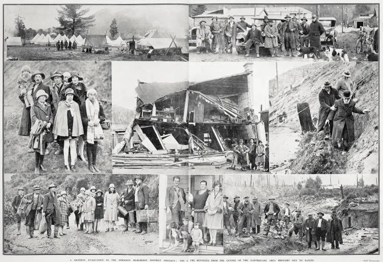 A general evacuation of the stricken Murchison district ordered: the refugees from the centre of the earthquake area brought out to safety