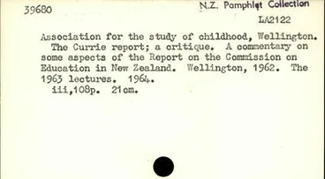 Image: The Currie report; a critique. A commentary on some aspects of the Report on the Commission on Education  in Now Zealand