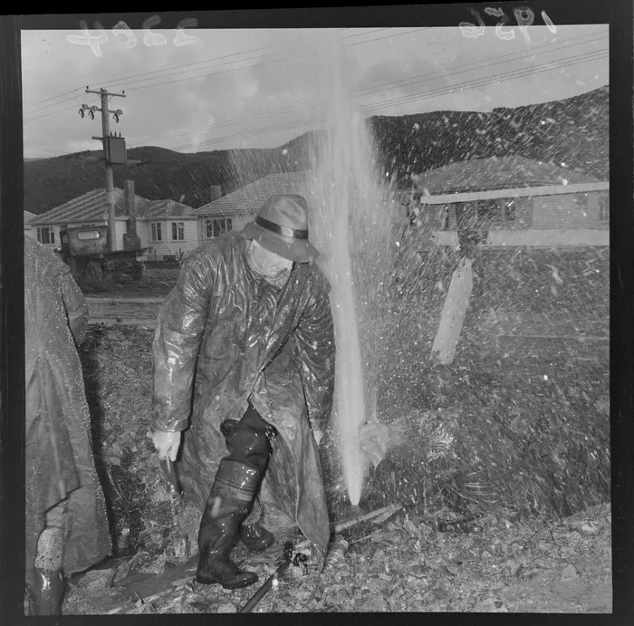 Burst water main at Wainuiomata