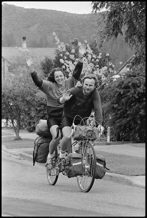 Martin and Hilary Booth travelling the world on a tandem bicycle - Photograph taken by Phil Reid