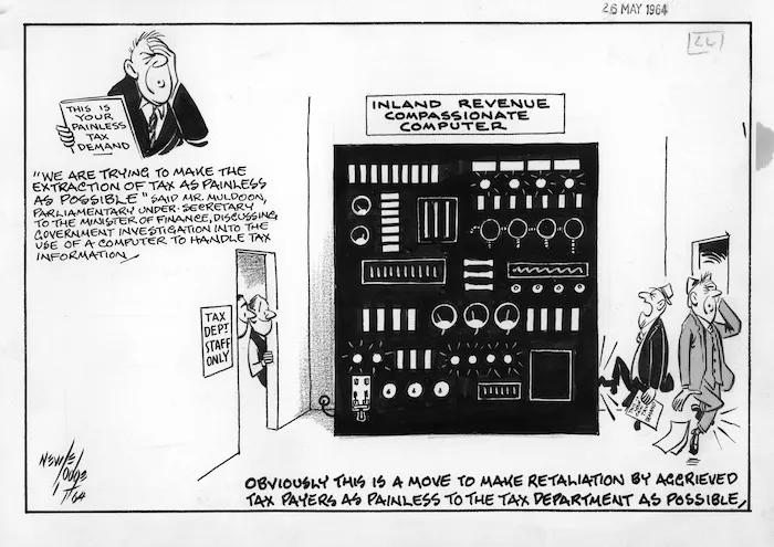 Lodge, Nevile Sidney, 1918-1989:Inland Revenue Compassionate Computer 26 May 1964.