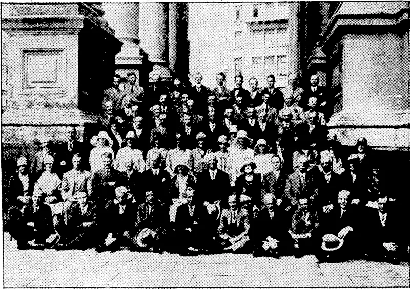 Evening I'ost" i'hoto. BOOKSELLERS. OF NEW ZEALAND IN CONFERENCE.—The ninth annual . conference of Dominion booksellers opened at the Town Hall-tKis;morning. The,photograph shows the delegates attending. Sealed,' from, lejl to right, Mrs. A. G.\Harding,Mrs. C. A. Innes, Messrs. A. R. Clark, B. E. H. Whitcombe, A. V. Dallow, FJ Ross, secretary, Mrs. A. V. Hallow, Mr. G. H. Bennett, president,. Mrs. G.H. Bennett, Messrs. C. South, retiring,president, H.G. Edmiston, W. G. Osborn, Mrs. W. G. .•.'.. ■ Osborn, and' Mrs. A. A. Davics. '..'■'.'' (Evening Post, 15 January 1930)