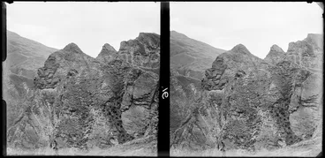 Image: Steep tussock covered hills, [Skippers Gorge, Central Otago?]