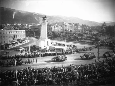 Image: Michael Joseph Savage's funeral procession, Lambton Quay, Wellington