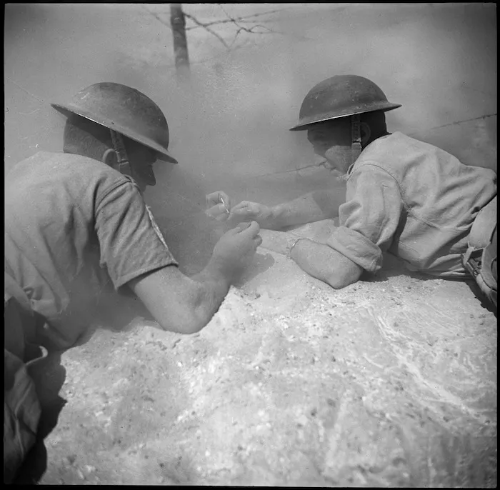 Lighting Bangalore Torpedo under smoke screen cover, Egypt