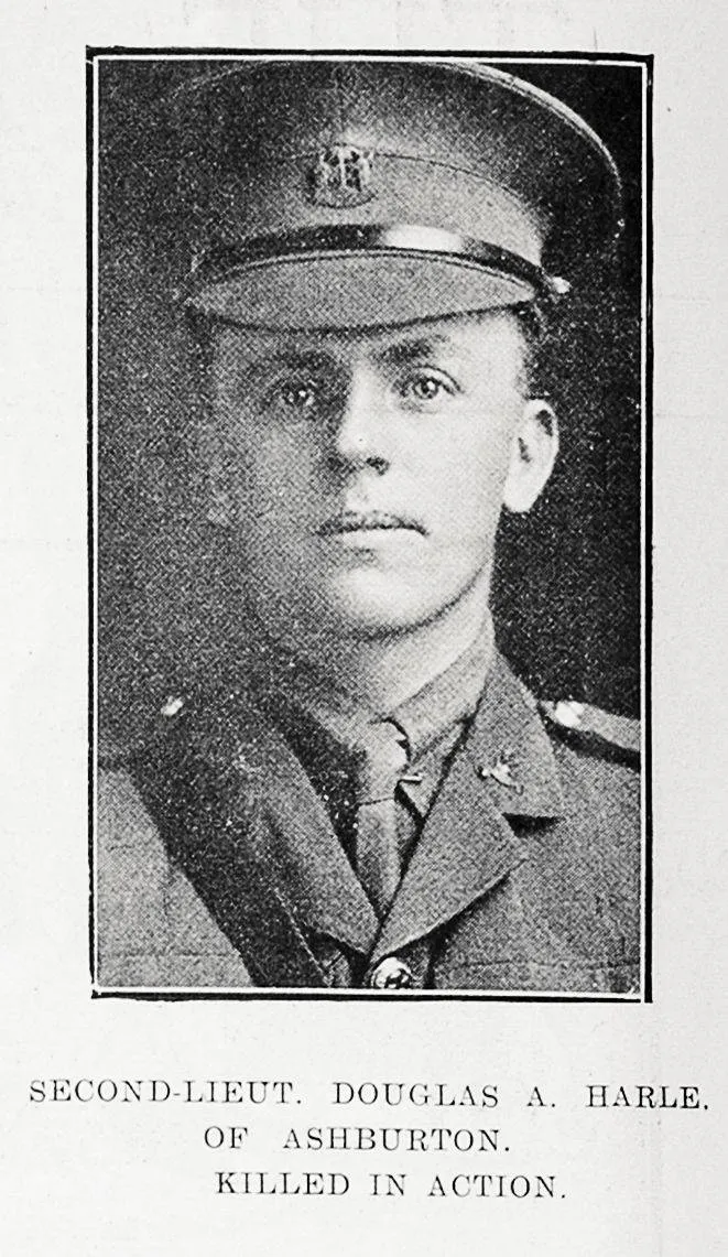 Second Lieut Douglas A Harle of Ashburton, killed in action