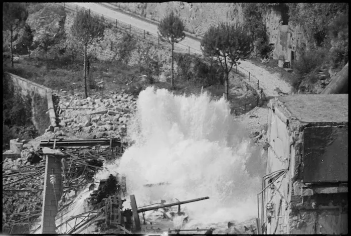 Result of demolition to power house at Isola del Liri, Italy, destroyed by retreating Germans in World War II - Photograph taken by George Kaye