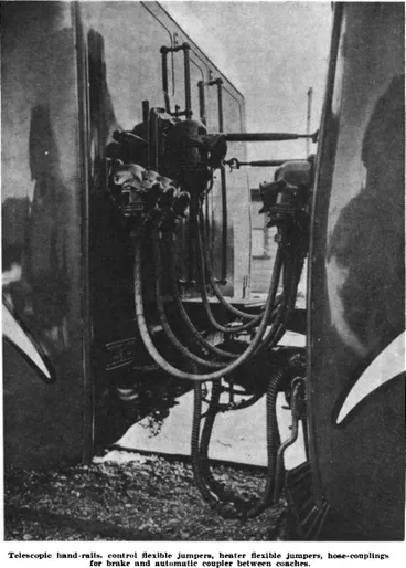 Image: Telescopic hand-rails, control flexible jumpers, heater flexible jumpers, hose-couplings for brake and automatic coupler between coaches