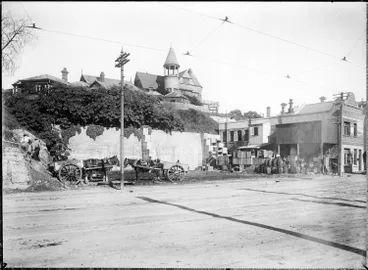 Image: Beach Road roadworks, Auckland Central, 1914