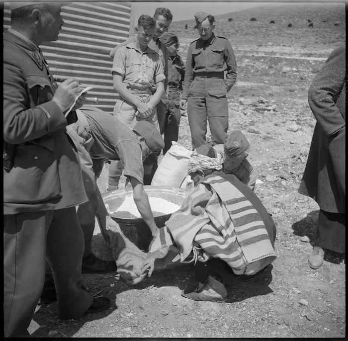 Distribution of flour to Syrians - Photograph taken by M D Elias