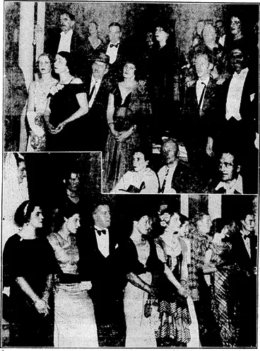 Image: AT LAST NIGHT'S PLUNKET BALL.—Gay Senoritas, many accompanied by gaily-dressedpicador or matador, made a colourful scene of the Town Hall last night at the "Spanish Revels" ball organised by the Wellington branch of the Plunket Society. (Evening Post, 13 July 1935)