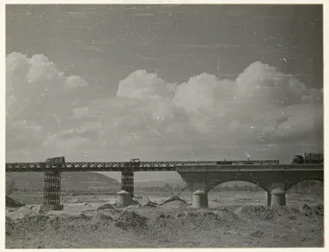 Image: Bailey bridge near Rimini, Italy, during World War II - Photograph taken by George Kaye