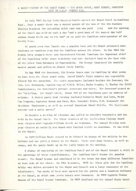 Notes on the history of the Royal Hotel, Grey Street