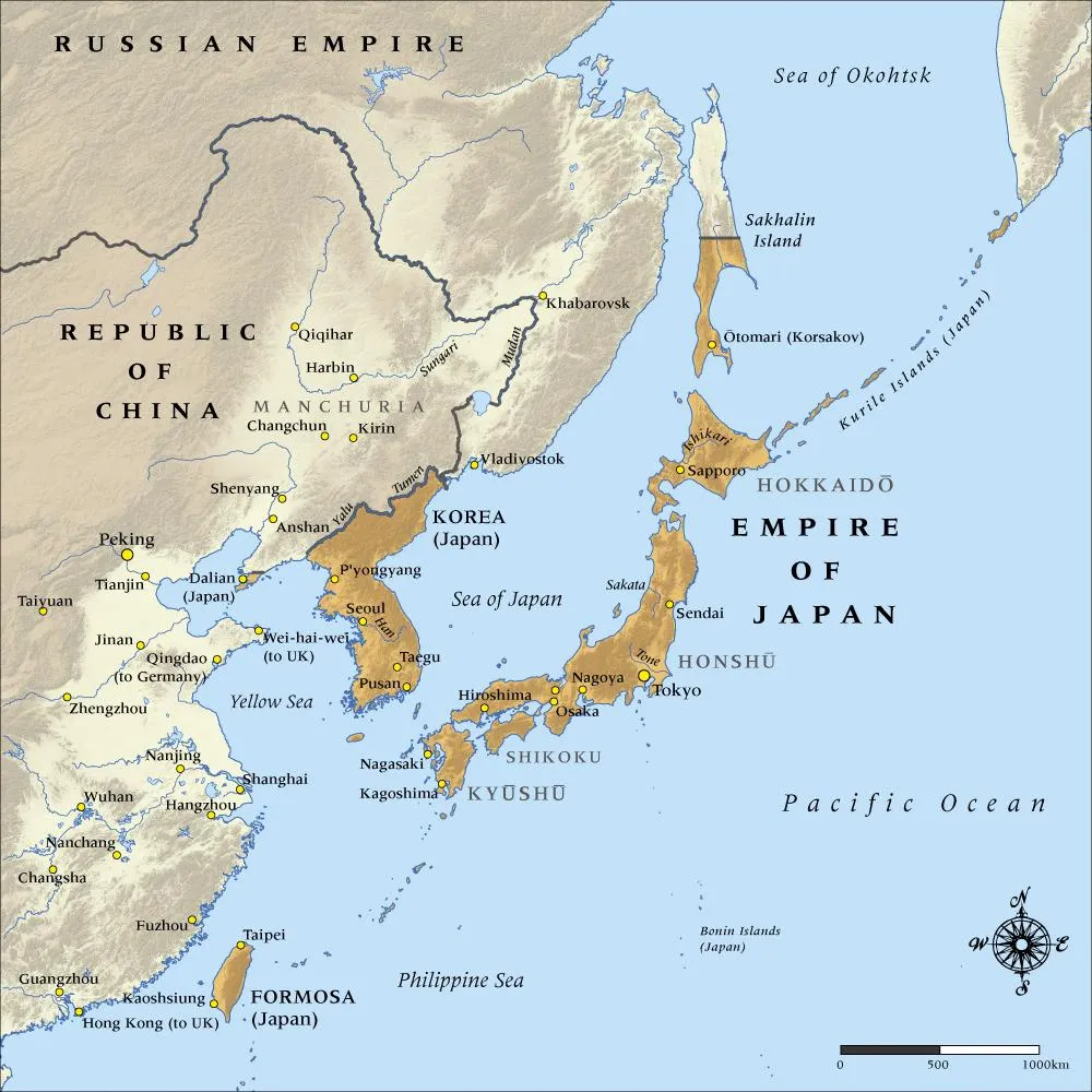 Map of the Empire of Japan in 1914