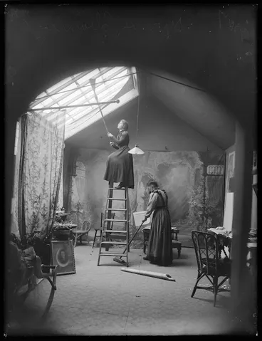 Image: Sarah Coombridge and Christina McAllister working in James McAllister's studio in Stratford