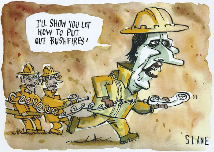 Slane, Christopher, 1957-: I'll show you lot how to put out bushfires! New Zealand Listener, 19 January 2002.