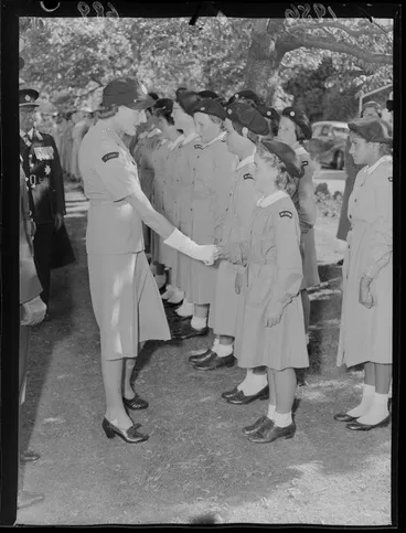 Image: Countess Mountbatten of Burma, shaking hands with cadets, St John Ambulance, Wellington