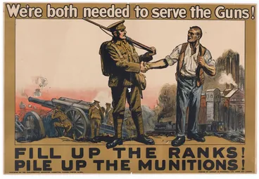 Image: Poster, 'We're both needed to serve the Guns!'