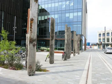 Poles outside Vodafone building, Tuam Street Image: Poles outside Vodafone building, Tuam Street