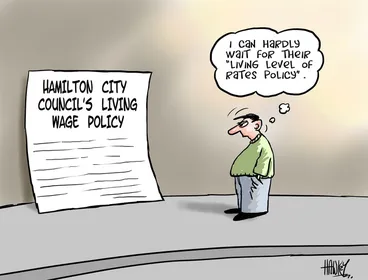 Image: Hawkey, Allan Charles, 1941- :[Hamilton City Council's living wage policy]. 27 May 2013