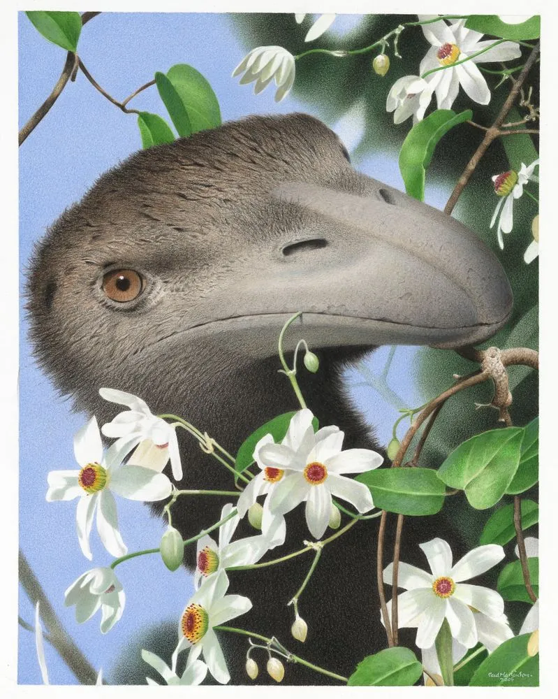 North Island Giant Moa. Dinornis novaezealandiae. From the series: Extinct Birds of New Zealand.