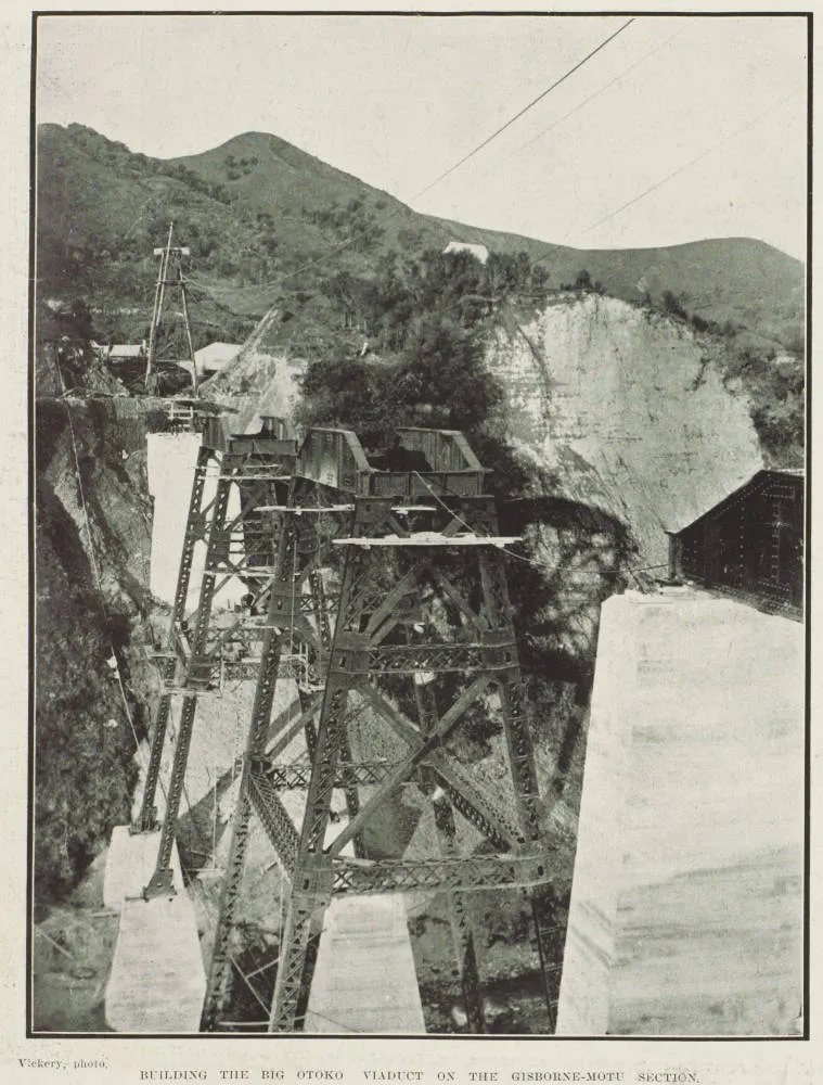 Building the big Otoko Viaduct on the Gisborne-Motu section